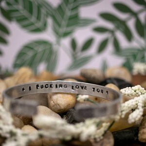 Hand Stamped Custom Message Bracelet: Floral Aluminum Cuff