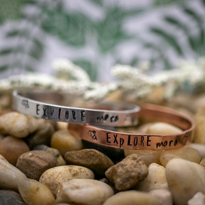 EXPLORE more Hand Stamped Bracelet, Cuff, Bangle, Stackable Bracelet, Handmade Gift