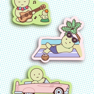 Summer Smiski Stickers | Vinyl Waterproof Stickers | Laptop & Waterbottle Stickers | Glossy Stickers | Cute Vinyl Decals