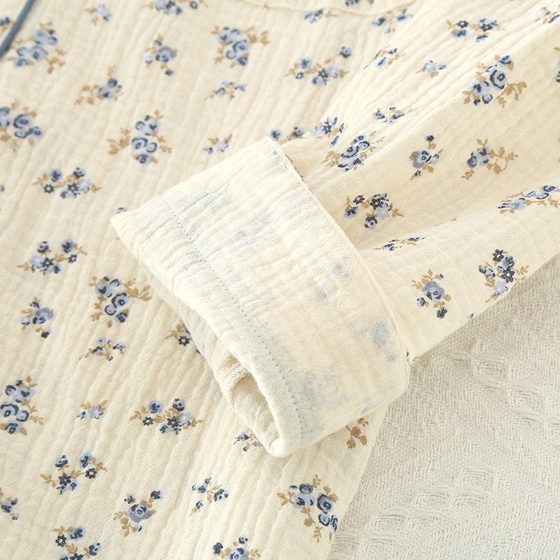 Woman Cotton Pajamas Set Ladies Gauze Pajama Set Floral Etsy