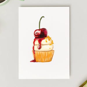 babeczka deser pocztówka clipart cyfrowa akwarela do druku a5 a6 ręcznie rysowana naklejka goodnote foodie jedzenie natychmiastowe pobieranie