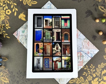 New Mexico Doors Photo Greeting Card, Southwest Art, Handmade Upcycled Envelope