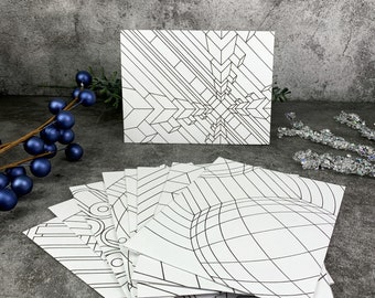 Geometric Upcycled Envelopes, Abstract Coloring Paper Stationary, Set of 14