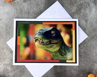 T-Rex Dinosaur Photo Card, Kids Birthday Thank You Note