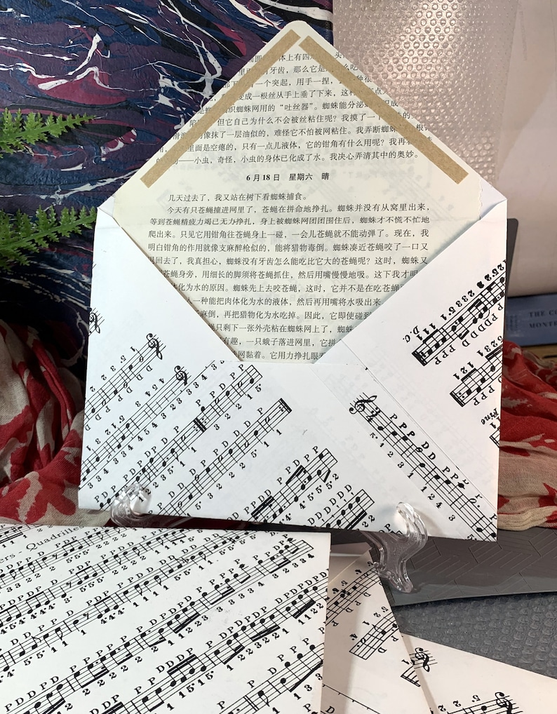 Recycled Sheet Music Paper Envelopes Upcycled Music Sheet Etsy