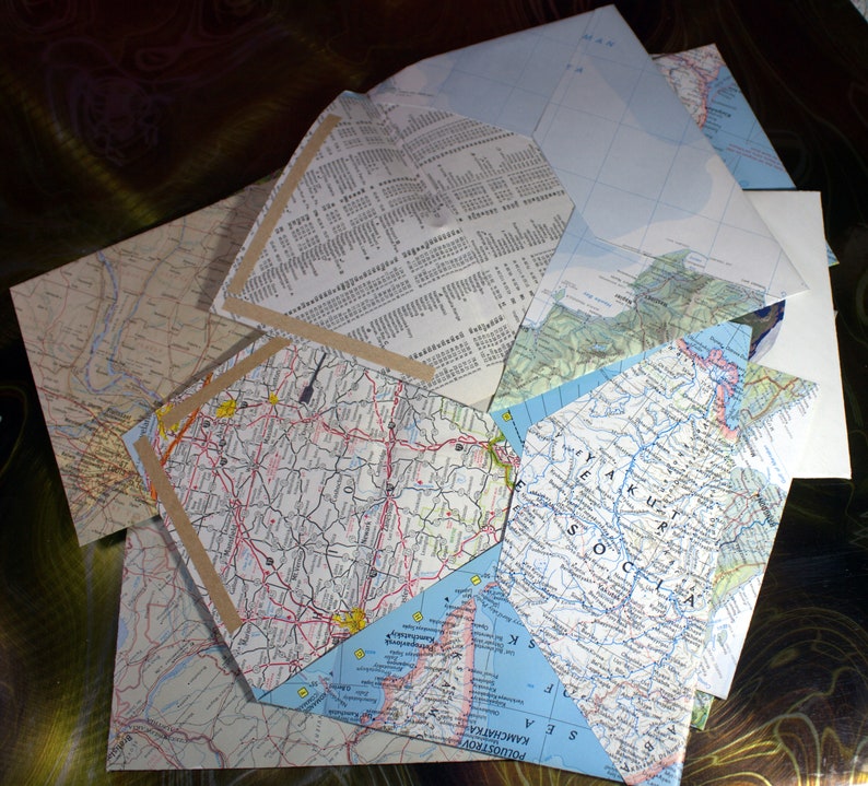 Colorful Envelopes Recycled Map Envelopes Custom Made Bulk Etsy