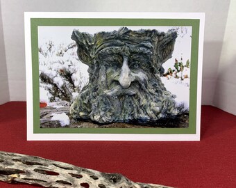 Old Man Winter, Signed Photo Card, 5x7, Blank Inside, Greeting Card with a Recycled Paper, Map Lined Handmade Envelope