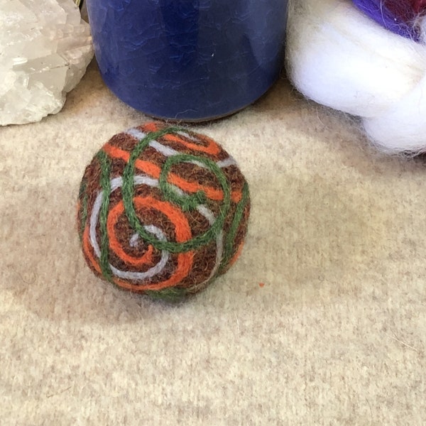 Boho Cat Toy Needle Felted Wool Ball Catnip Stuffed Handmade Toy Unique Cat Owner Gift for Cat Eco Friendly Recycled Wool Ball Cat Toy