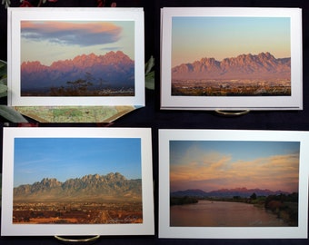 New Mexico Mountain Art Photo Cards Set of 4, Organ Mountains Las Cruces NM Greeting Cards, Blank Inside Outdoor Photography Note Cards