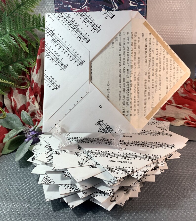 Music Envelope Pattern Recycled Sheet Music Envelopes, Upcycled Stationery, Set of 5 - Etsy