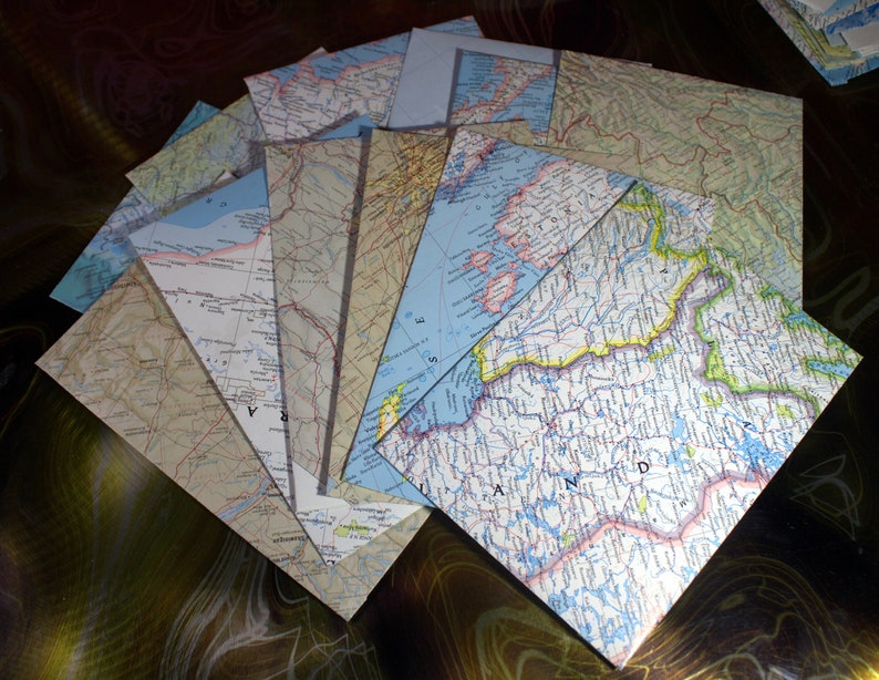 Colorful Envelopes Recycled Map Envelopes Custom Made Bulk Etsy