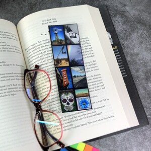Photo Bookmarks, Photo Collage Bookmark, Photographers Gift, Picture Bookmark, Colorful Book Accessory, Page Marker, Double Sided Bookmarks