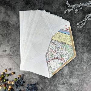 Recycled White Paper Envelope, Business Size #10, Luxury Office Envelopes,  9.5 x 4.5&quot; Unique Stationary, Upcycled Envelopes, Set of 5
