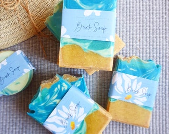 Beach theme soaps handmade in Donegal Palm free 150g with oatmeal and turmeric
