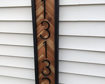 Modern Vertical Herringbone Address Sign