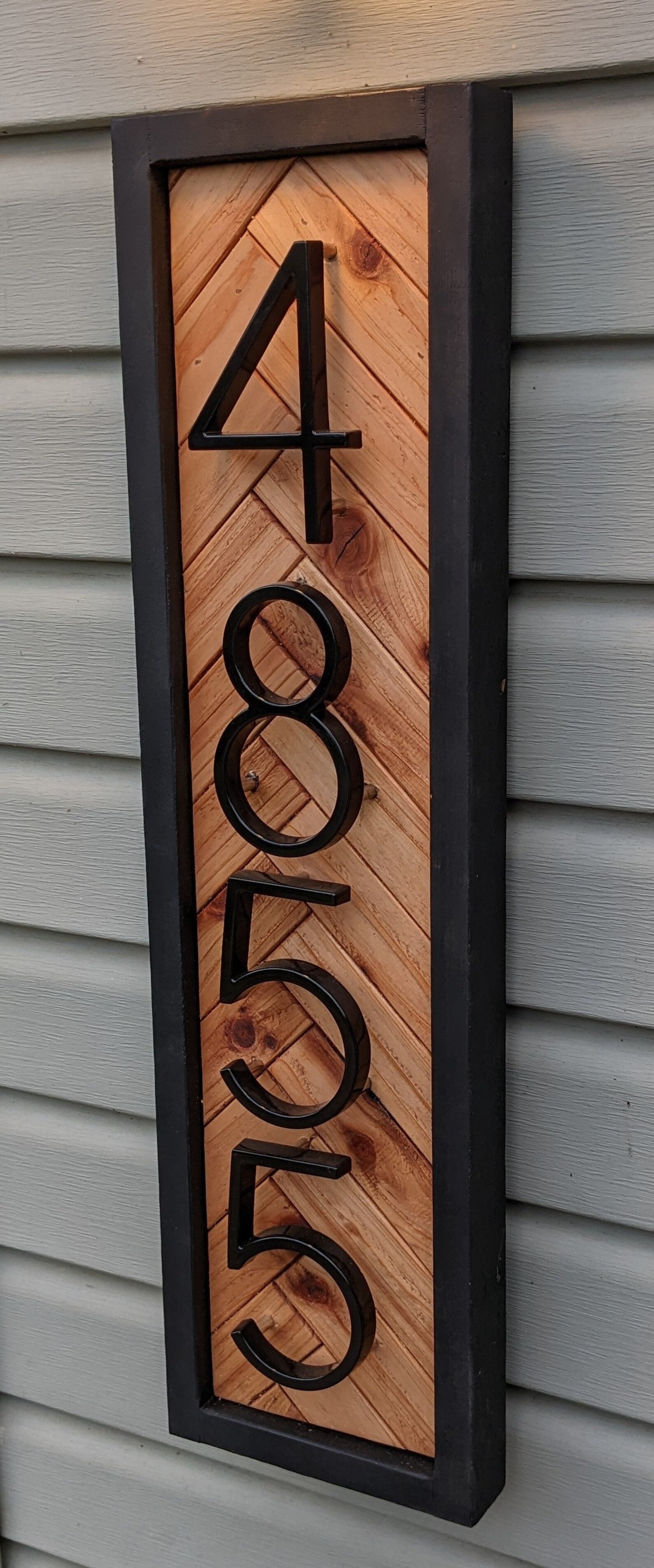 Custom Vertical Herringbone Address Sign Etsy