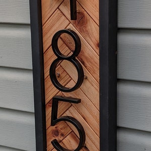 Modern Vertical Herringbone Address Sign