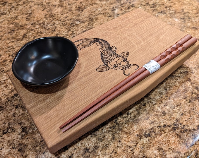 Sculpted Wood Sushi Plate, Wabi Sabi Serving Plate, Sushi and Sashimi