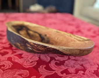 Reclaimed Red Oak Live Edge Decorative Fruit Bowl , Kitchen Table Centerpiece, Coffee Table Centerpiece