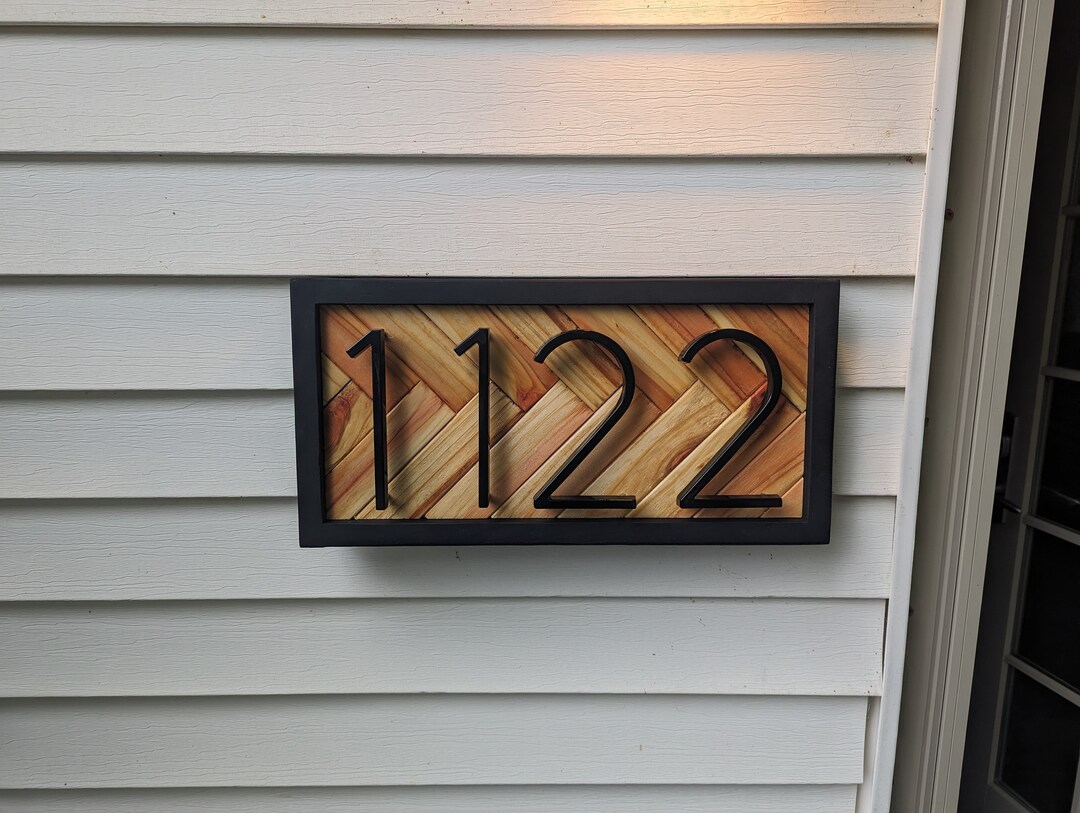 Horizontal Herringbone Address Sign Etsy