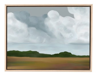 Looming Clouds / Antique Vintage Style / Home Decor / Landscape / Oil Painting Style / Horizontal Wall Art / Instant Download / Printable