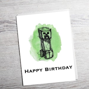 Geburtstagskarte Creeper | Meine Geburtstagszubehör | Sofortiger digitaler Download und Druck