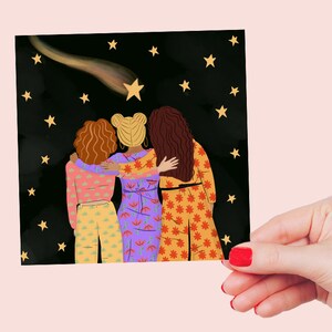 Stargazing, lost one, condoleance, friends - postcard