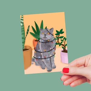 Gatto di Natale, biglietto di auguri, cartolina, Buon Natale