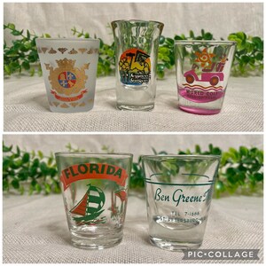 Vintage Florida Souvenir Shot Glasses Boca Raton Resort & Club, Cypress Gardens, World Golf Hall of Fame, Vintage Florida Advertisement