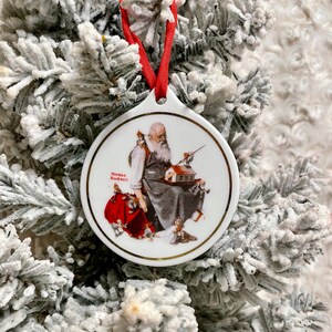 Vintage Norman Rockwell Santa With Elves Exclusive Eckerd Christmas Ornament 1999