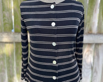 Vintage Coldwater Creek Ladies Button Down Black & Tan Top Sz. Small