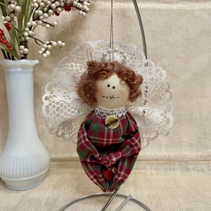 Primitive Handcrafted Angel With Doilies Christmas Ornament