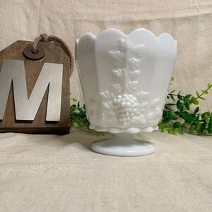 Vintage Westmoreland Paneled Grape Milk Glass Jardiniere / Candy Dish