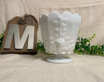 Vintage Westmoreland Paneled Grape Milk Glass Jardiniere / Candy Dish