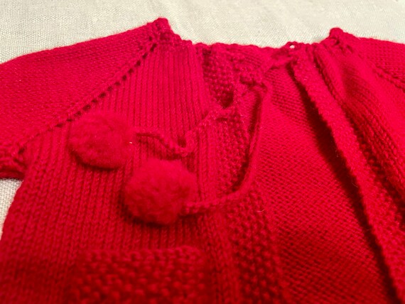 Vintage Handmade Red Knitted Unisex Baby/ Toddler… - image 7