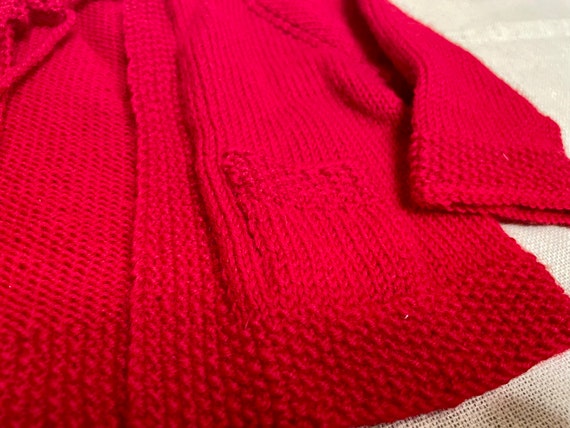 Vintage Handmade Red Knitted Unisex Baby/ Toddler… - image 6