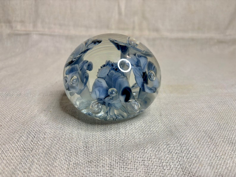 Vintage Joe Rice Art Glass Floral Controlled Bubble Paperweight Pink ...