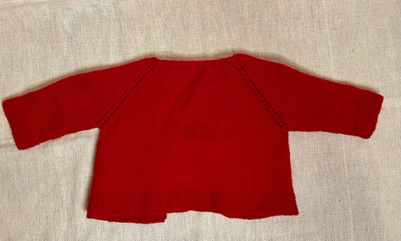 Vintage Handmade Red Knitted Unisex Baby/ Toddler… - image 10