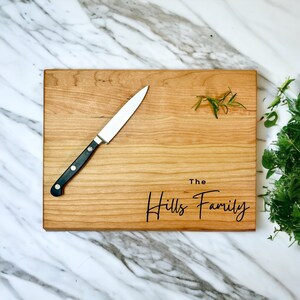 Personalized engraved cherry wood cutting board