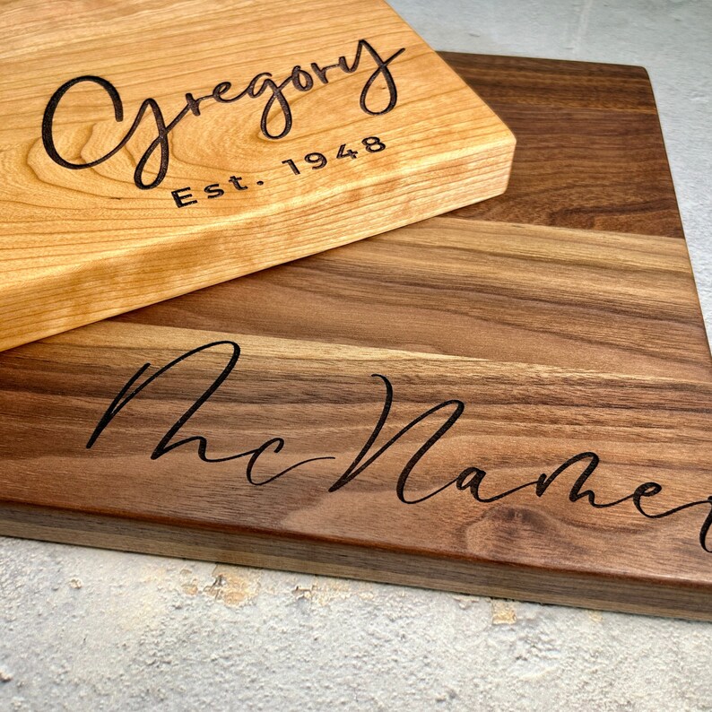 Custom personalized engraved wood cutting board