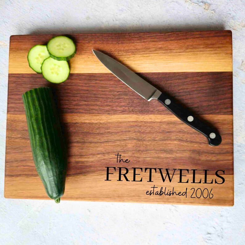 Custom personalized engraved wood cutting board
