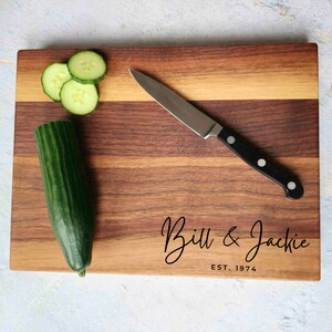 Custom personalized engraved walnut wood cutting board