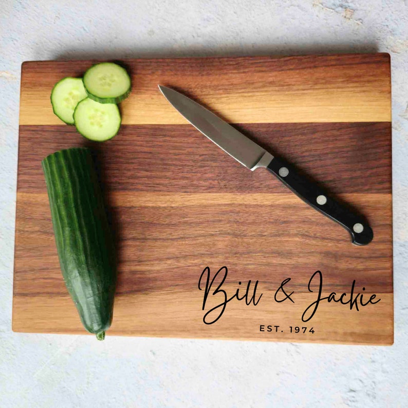 Custom personalized engraved walnut wood cutting board