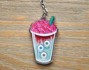 Zombie Boba Tea Shaker Keychain | Shaker Charm| Zombie Treats| Acrylic Keychain| Creepy Cute