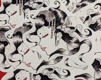 Yokai Linocut Futakuchi onna Yokai Linocut Futakuchi onna