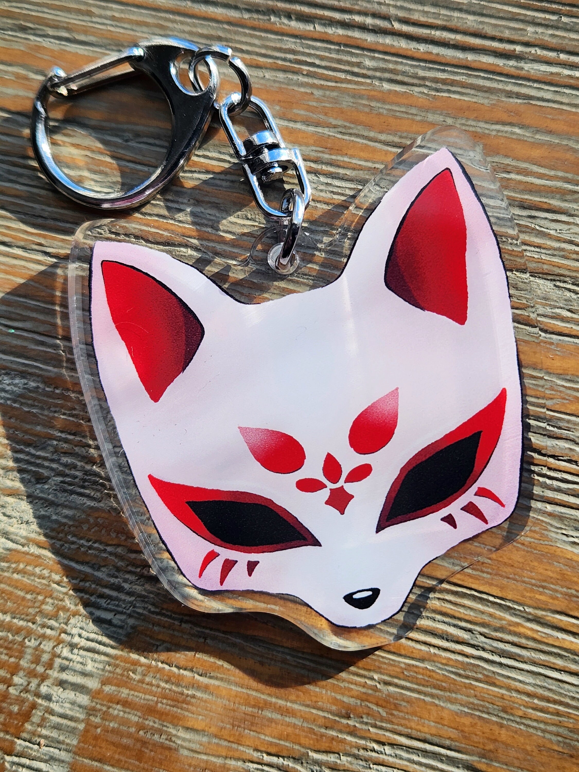 Sml Keychains Kitsune Heads Acrylic Transparent Keychains 5 Colors to Choose From - Etsy