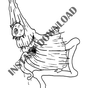 Kasa Obake Yokai Single Printable Coloring Page PDF/JPEG Japanese Folklore