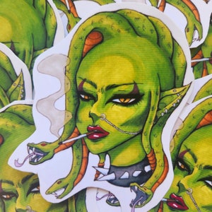 Death Rocker Punk Rock Gothic Gorgon Medusa Handcut Matte Vinyl Sticker