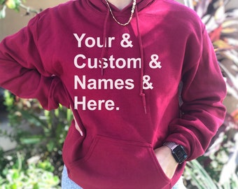 PERSONALISED PRINTED HOODIE ARABIC ENGLISH NAME BOYS /& GIRLS FAMILY GIFT JUMPERS