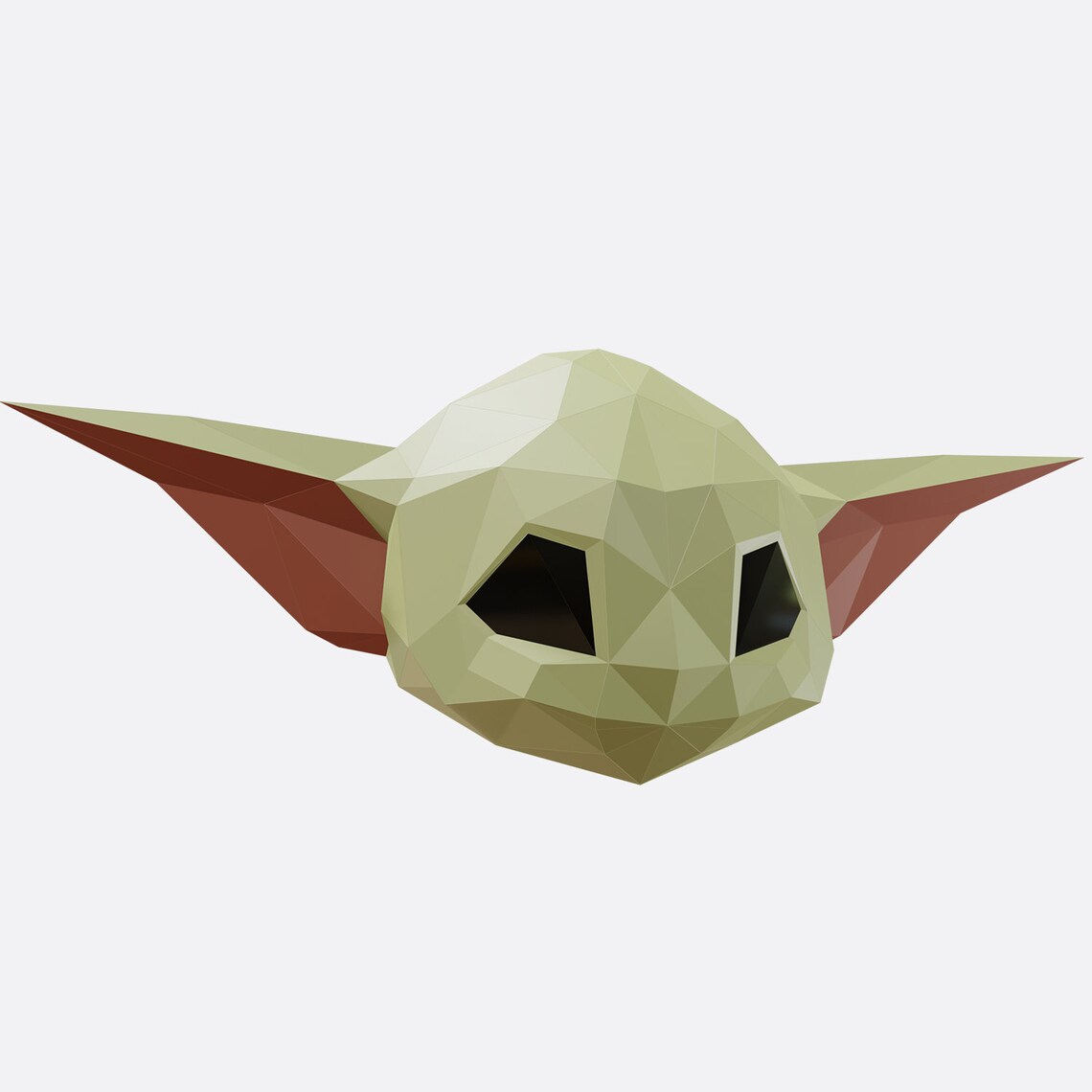 Baby Yoda Mask Paper Craft Template Halloween Mask Low Poly | Etsy